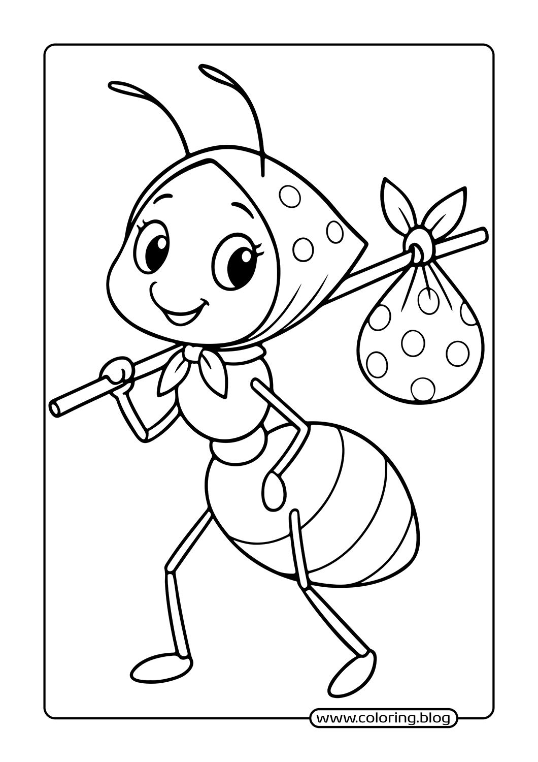 Ant with Bag coloring page