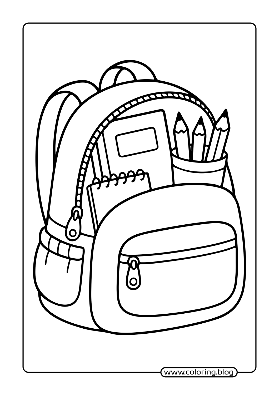 Backpack with School Supplies coloring page