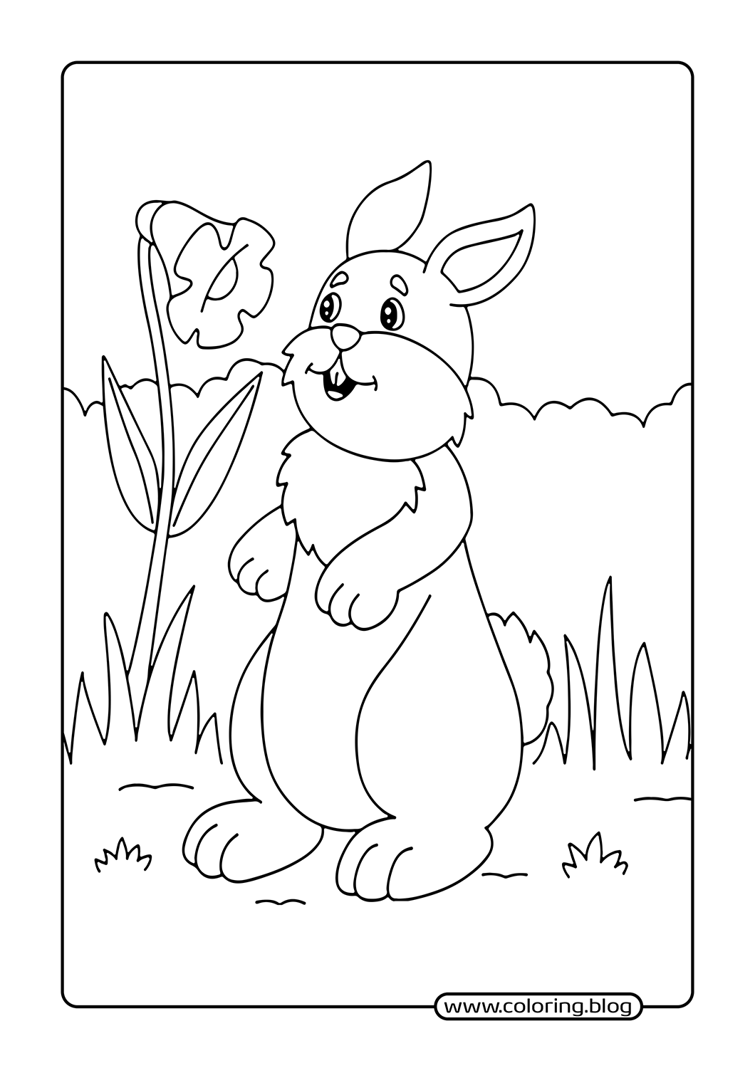 Bunny with Flower coloring page