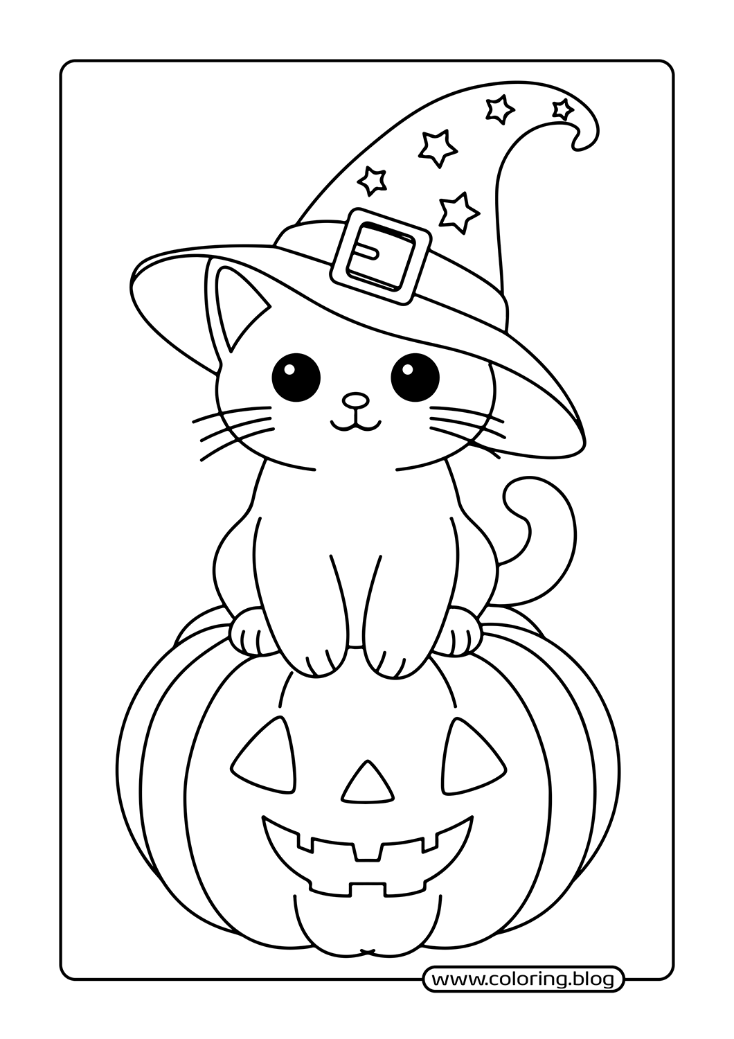 Cat with Halloween Hat coloring page