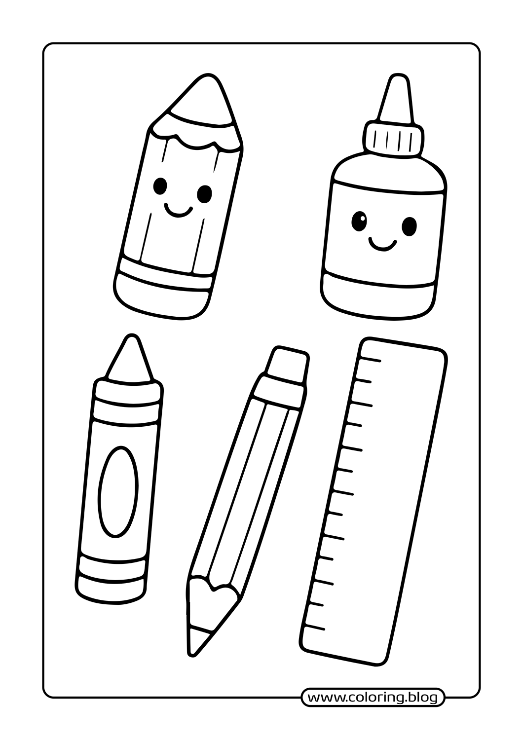 Crayons and Ruler coloring page