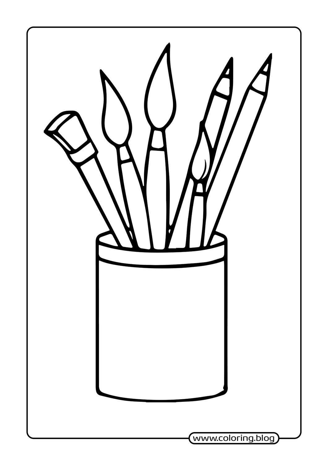 Cup with Brushes coloring page