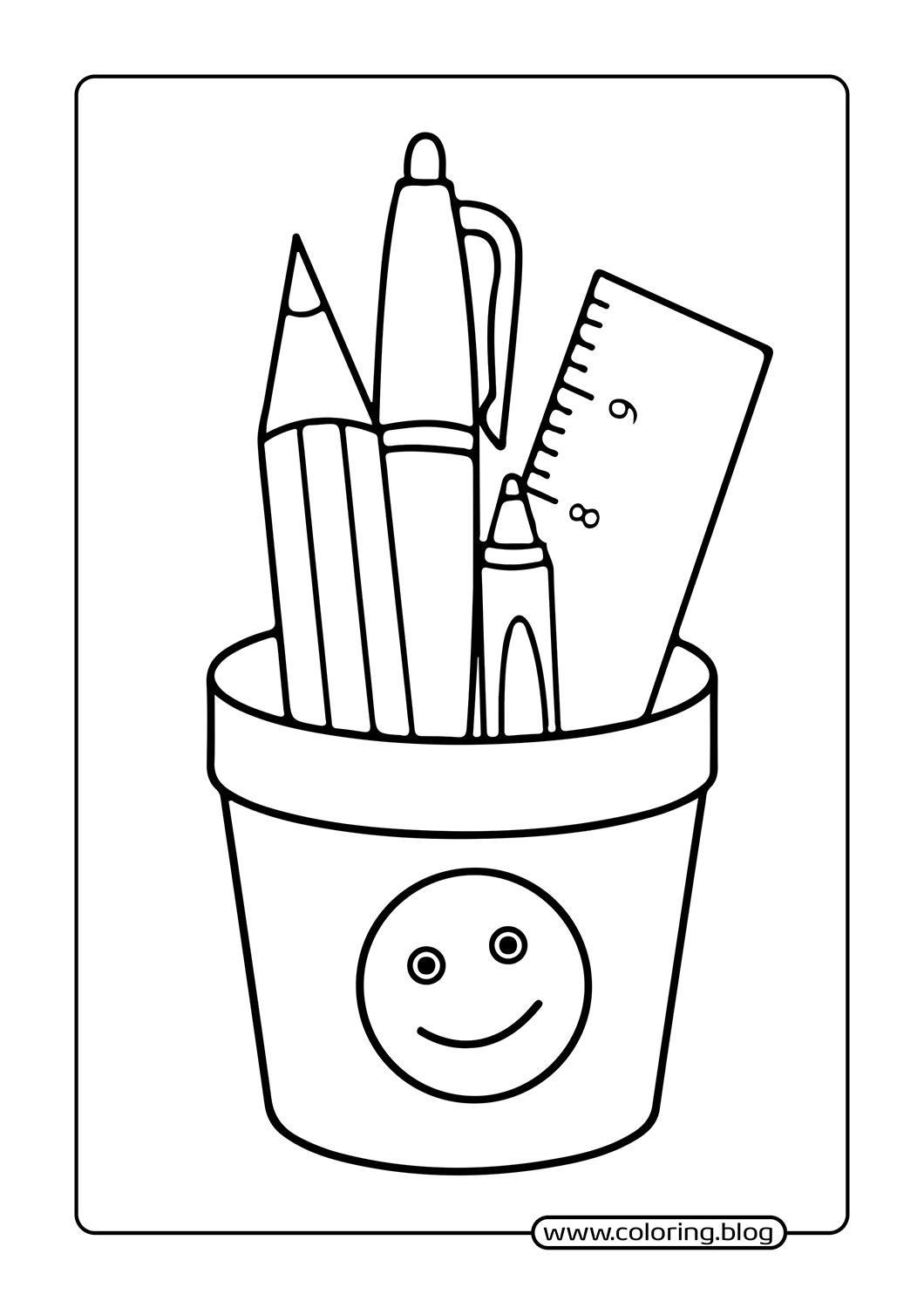Cup with School Supplies coloring page