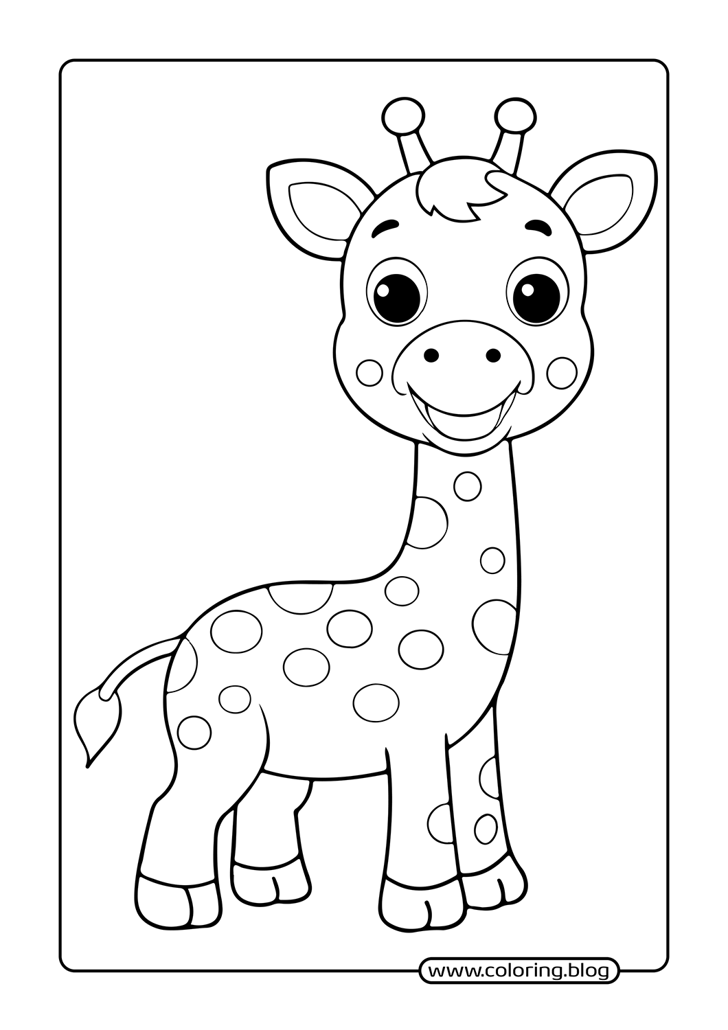 Cute Baby Giraffe Standing coloring page