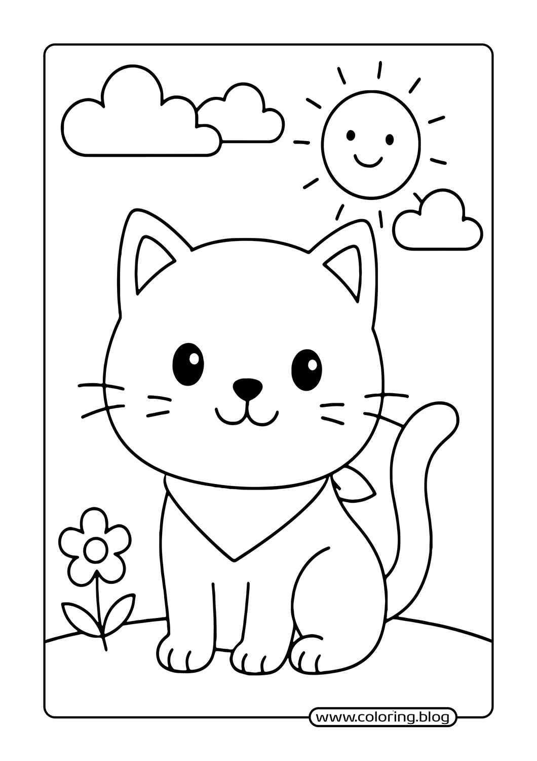 Cute Cat under the Sun coloring page