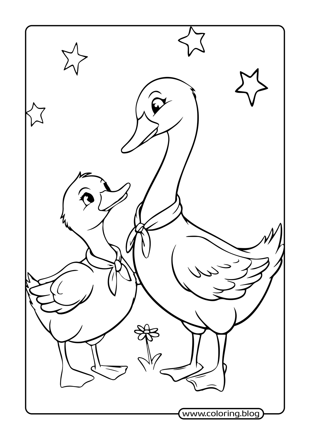 Duckling with Mother Duck coloring page