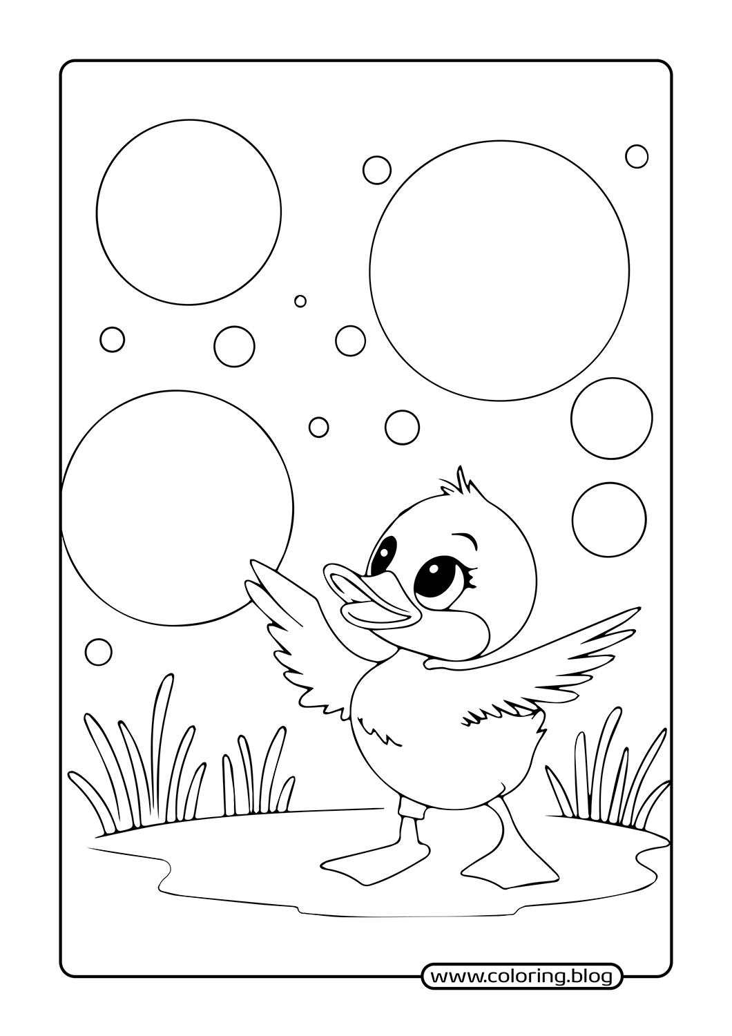 Duckling with Water Bubbles coloring page