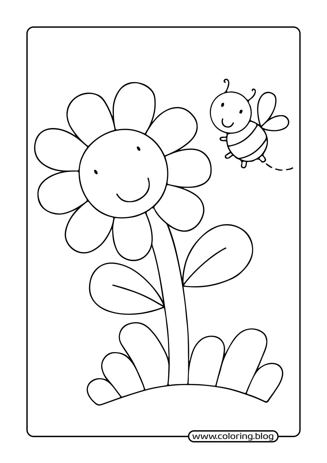 Flower and Bee coloring page