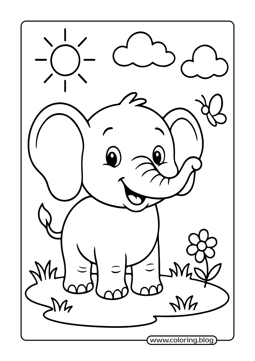 Happy Elephant coloring page