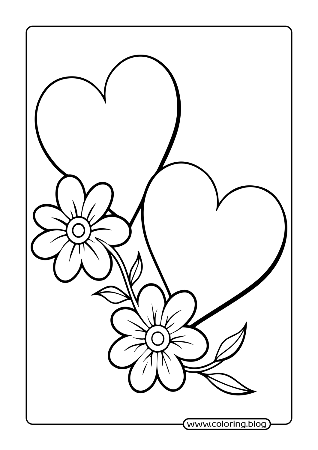 Hearts and Flowers coloring page