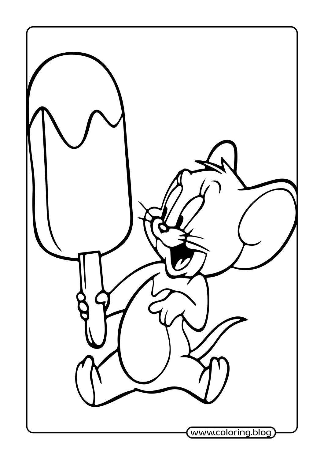 Jerry Mouse with Ice Cream coloring page