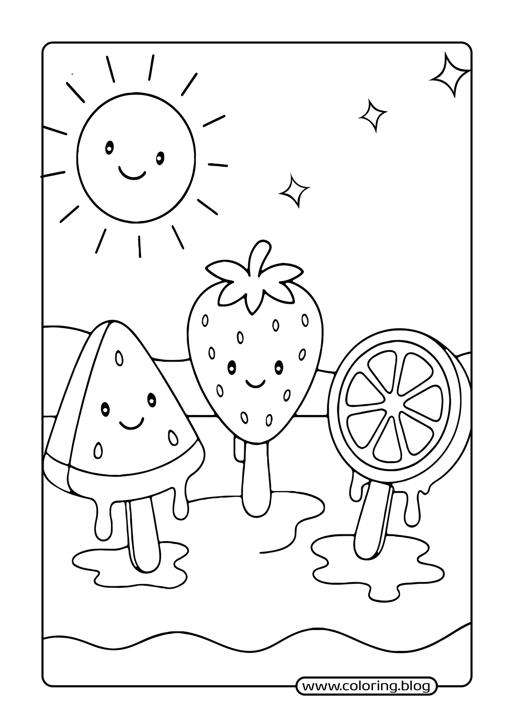 Melting Fruit Ice Cream coloring page