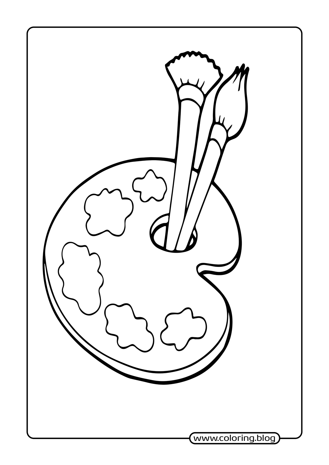 Paint Palette with Brushes coloring page