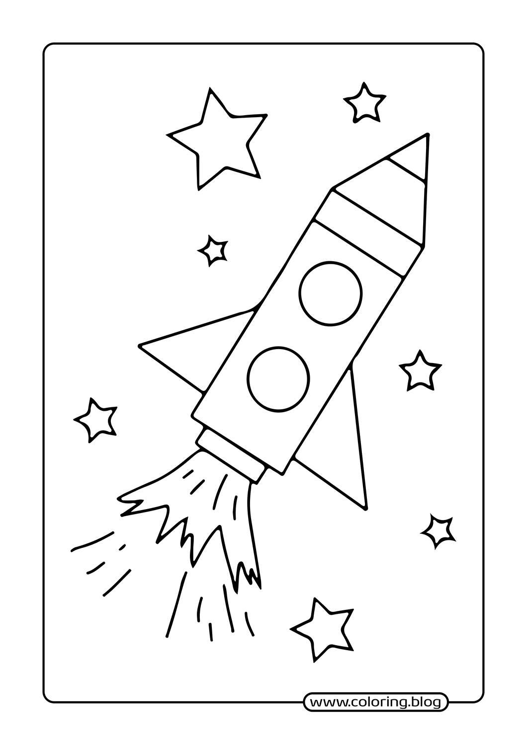 Rocket with Stars coloring page