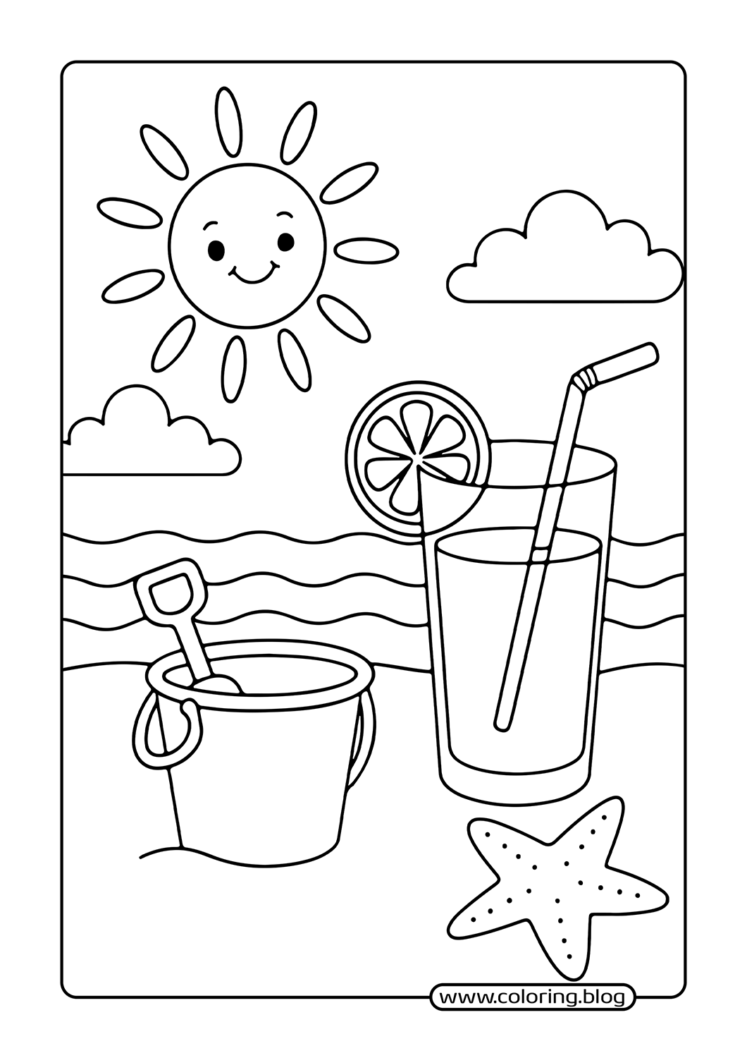 Summer Beach Scene coloring page