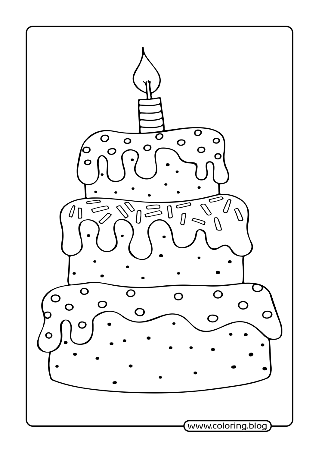 Tall Birthday Cake coloring page