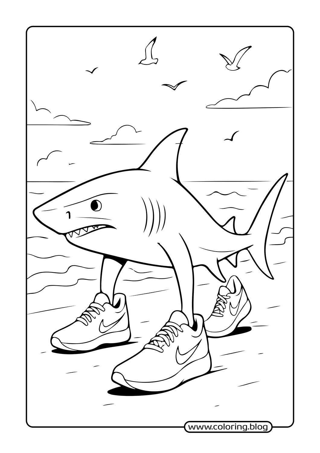Tralalero Tralala at the Beach coloring page